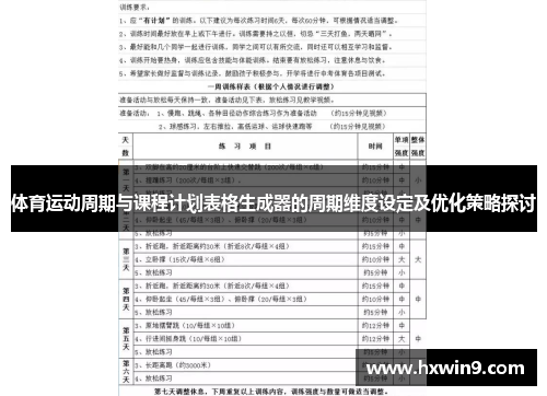 体育运动周期与课程计划表格生成器的周期维度设定及优化策略探讨